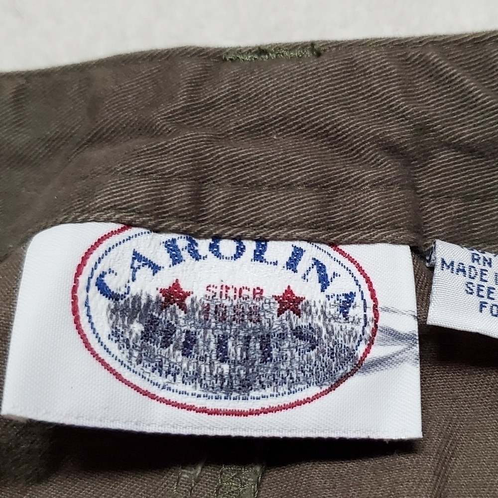 Vintage 1990s Carolina Blues Army Green Khaki Cargo Cropped Ankle Tie Pants - Picture 13 of 14